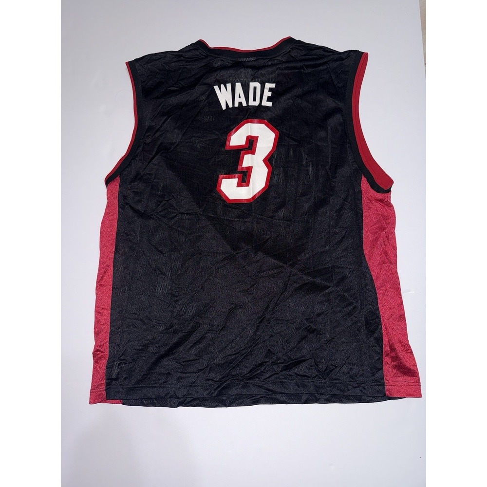 VTG Miami Heat Dwayne Wade #3 Reebok NBA Authentic Away Jersey Men's 2XL Black